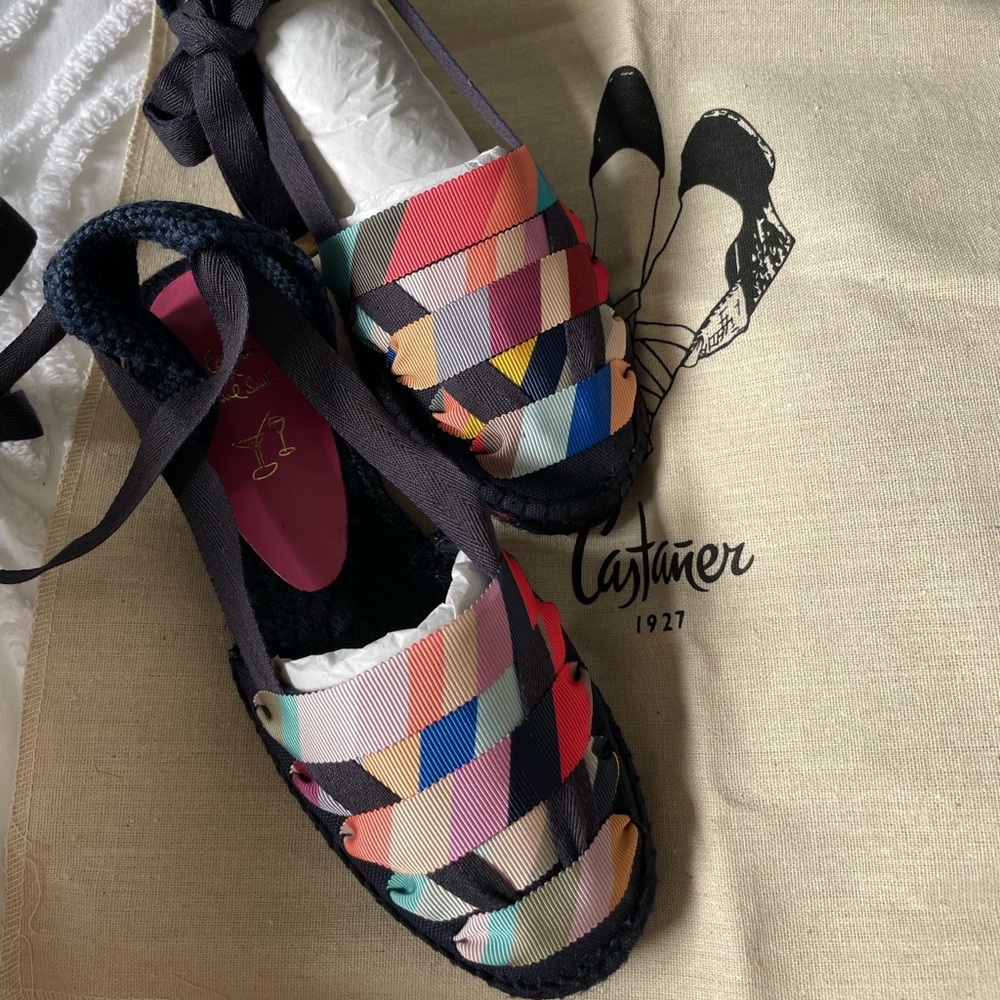 Castañer x Paul Smith Multicolored Ankle-Wrap Espadrille